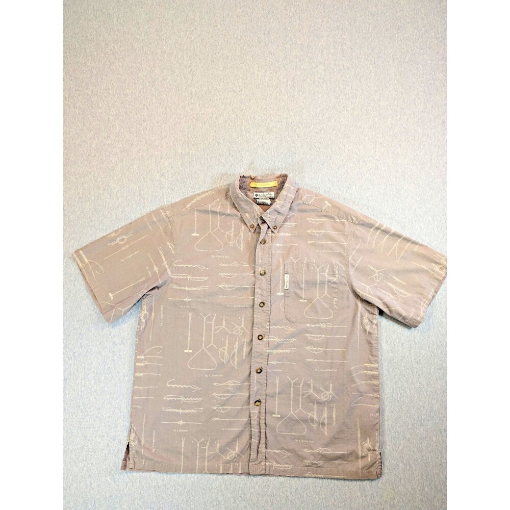 Columbia River Lodge Men's M Gray SS Woven Cotton Button-Up Shirt Pockets